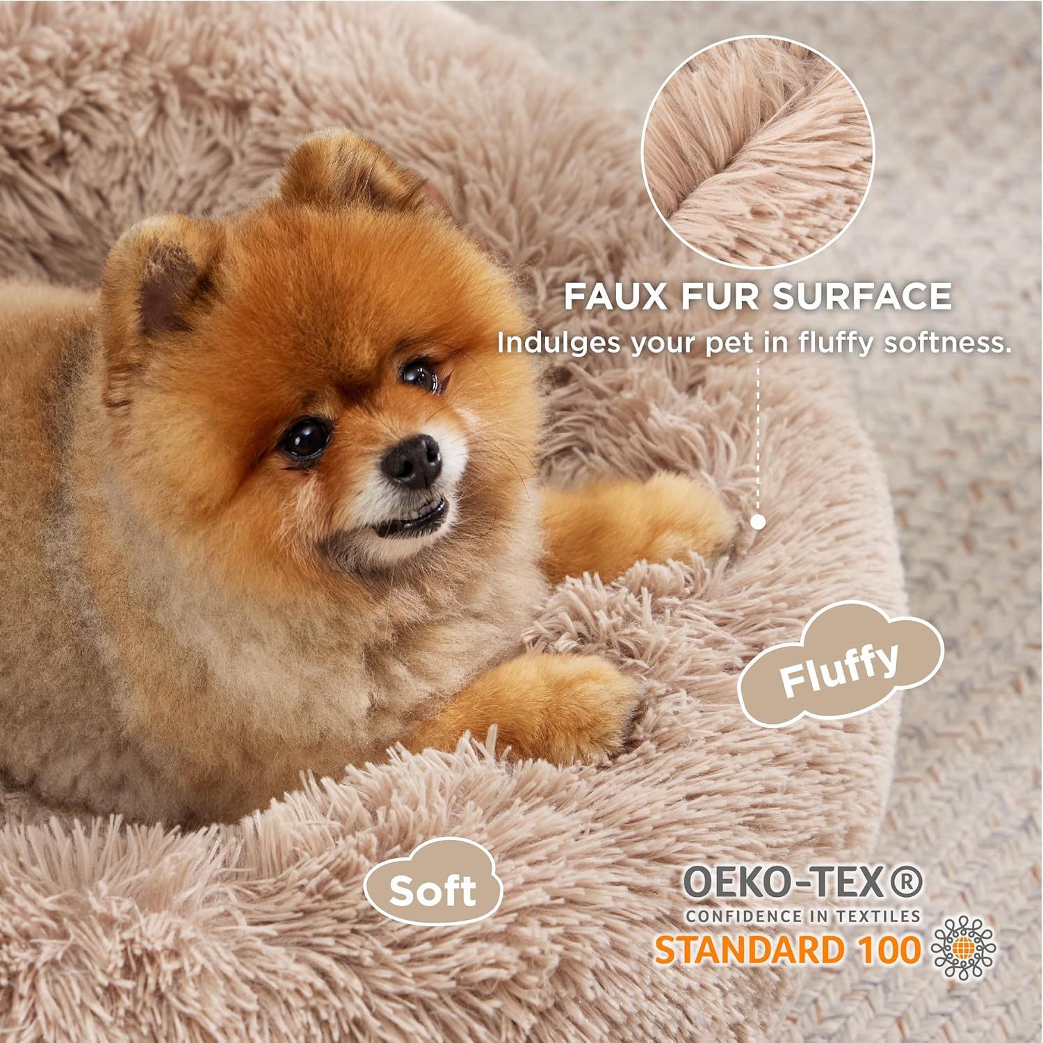 Indoor Solid Fluffy Plush Pet Bed