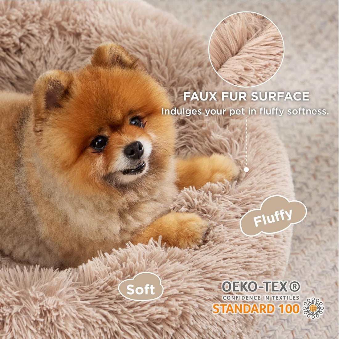 Indoor Solid Fluffy Plush Pet Bed