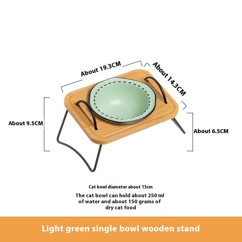 Pet Wooden Rack Ceramic Bowl