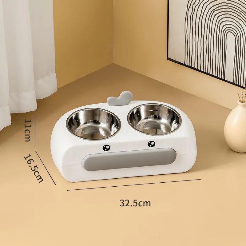 Pet Double Bowl Plastic Feeder