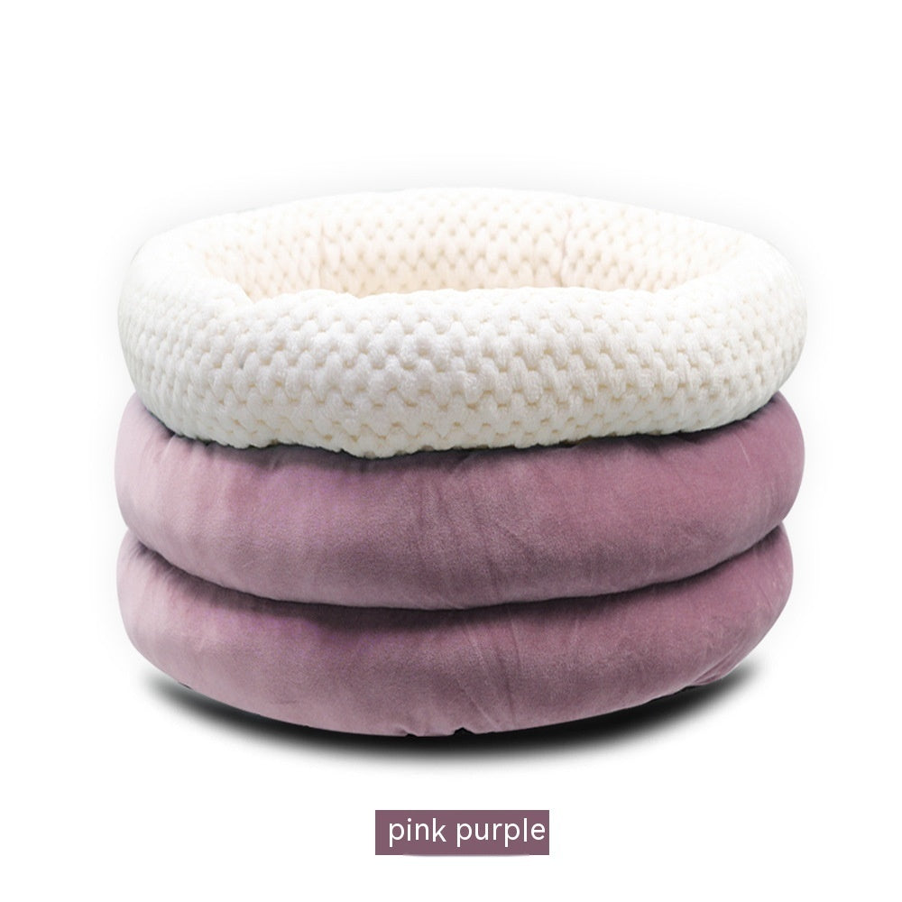 Semi-closed Round Ice Velvet Bed