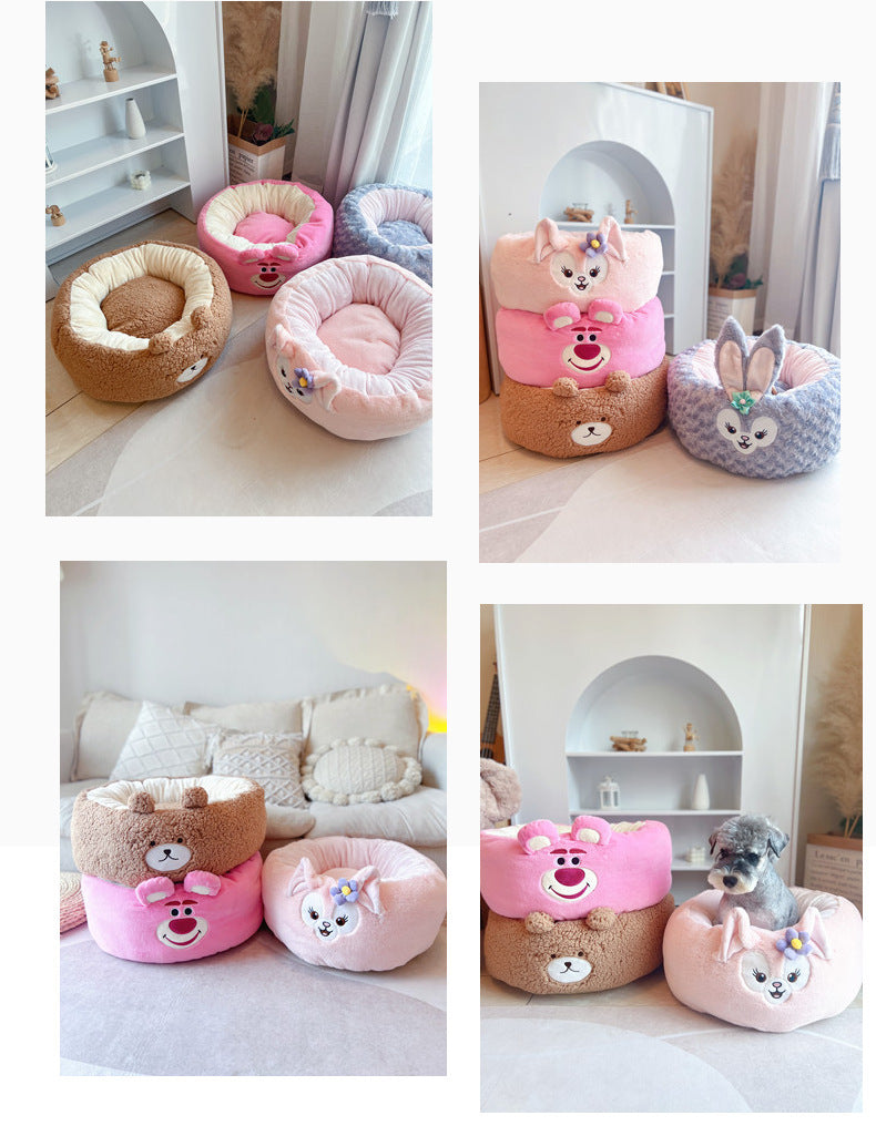 Cartoon Dog Cushion Round Bed