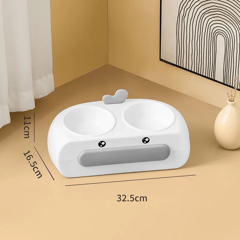 Pet Double Bowl Plastic Feeder