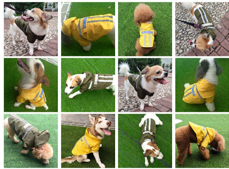 Pet Raincoat With Reflective Strips