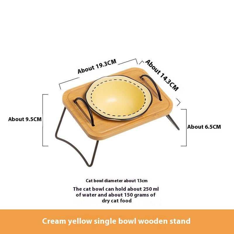Pet Wooden Rack Ceramic Bowl