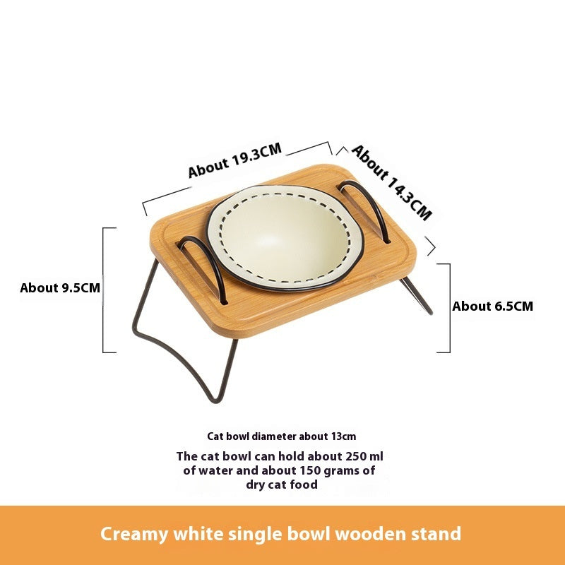 Pet Wooden Rack Ceramic Bowl