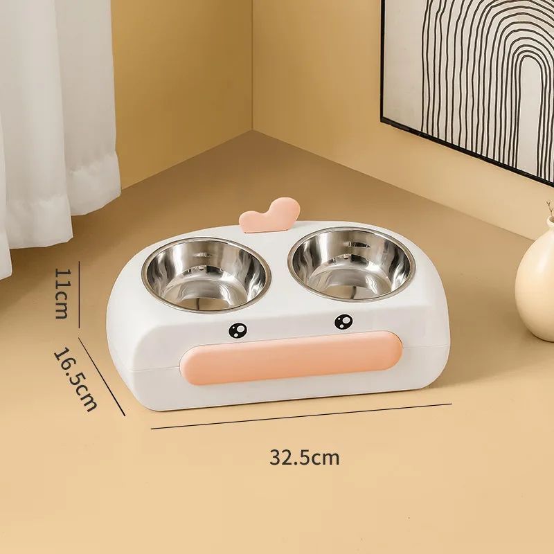Pet Double Bowl Plastic Feeder