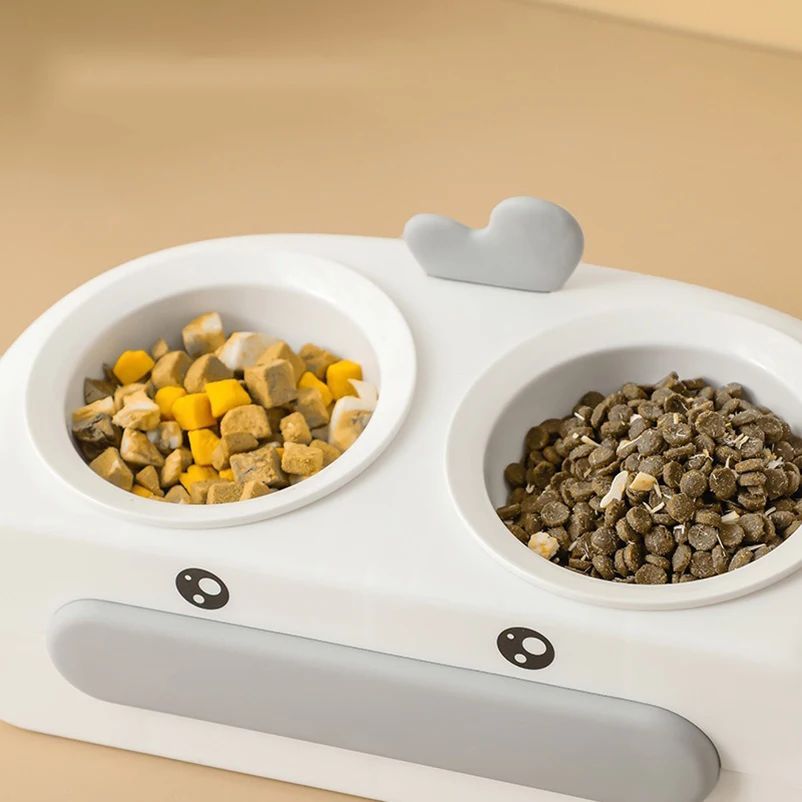 Pet Double Bowl Plastic Feeder