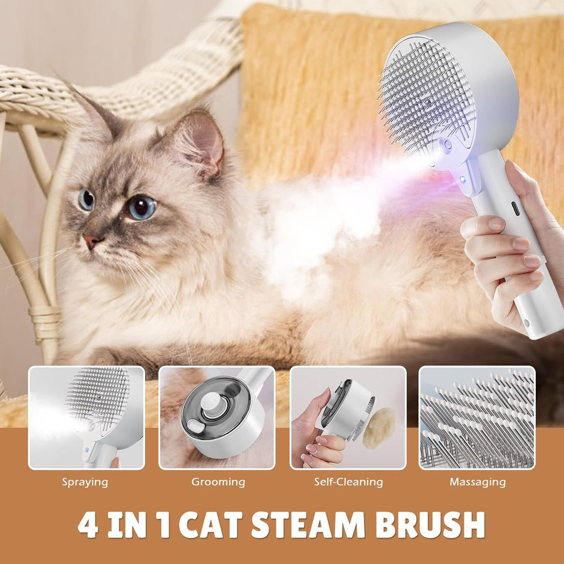 Cat Steam Brush For Shedding