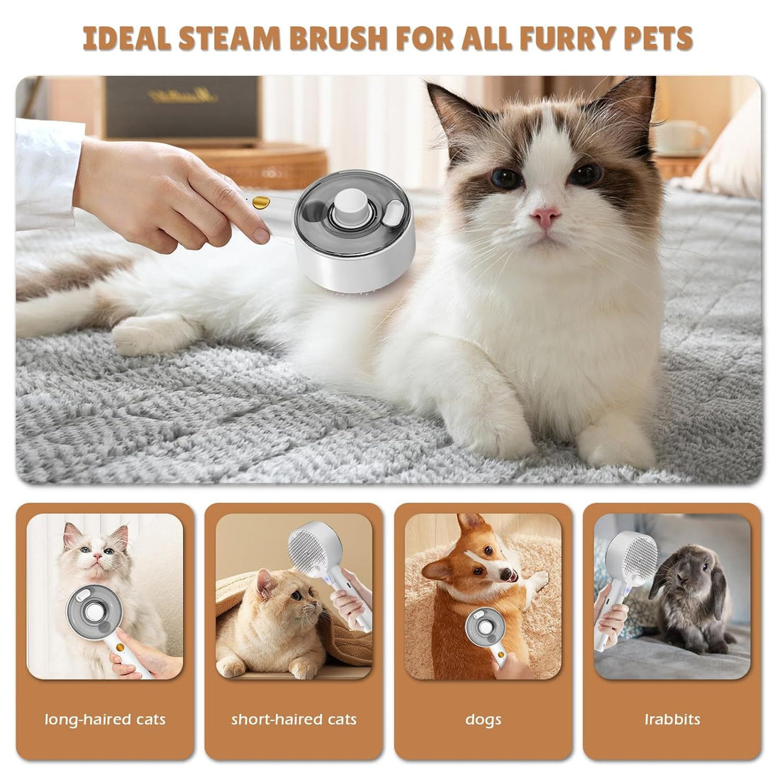 Cat Steam Brush For Shedding