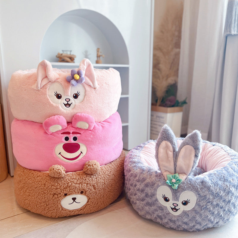 Cartoon Dog Cushion Round Bed