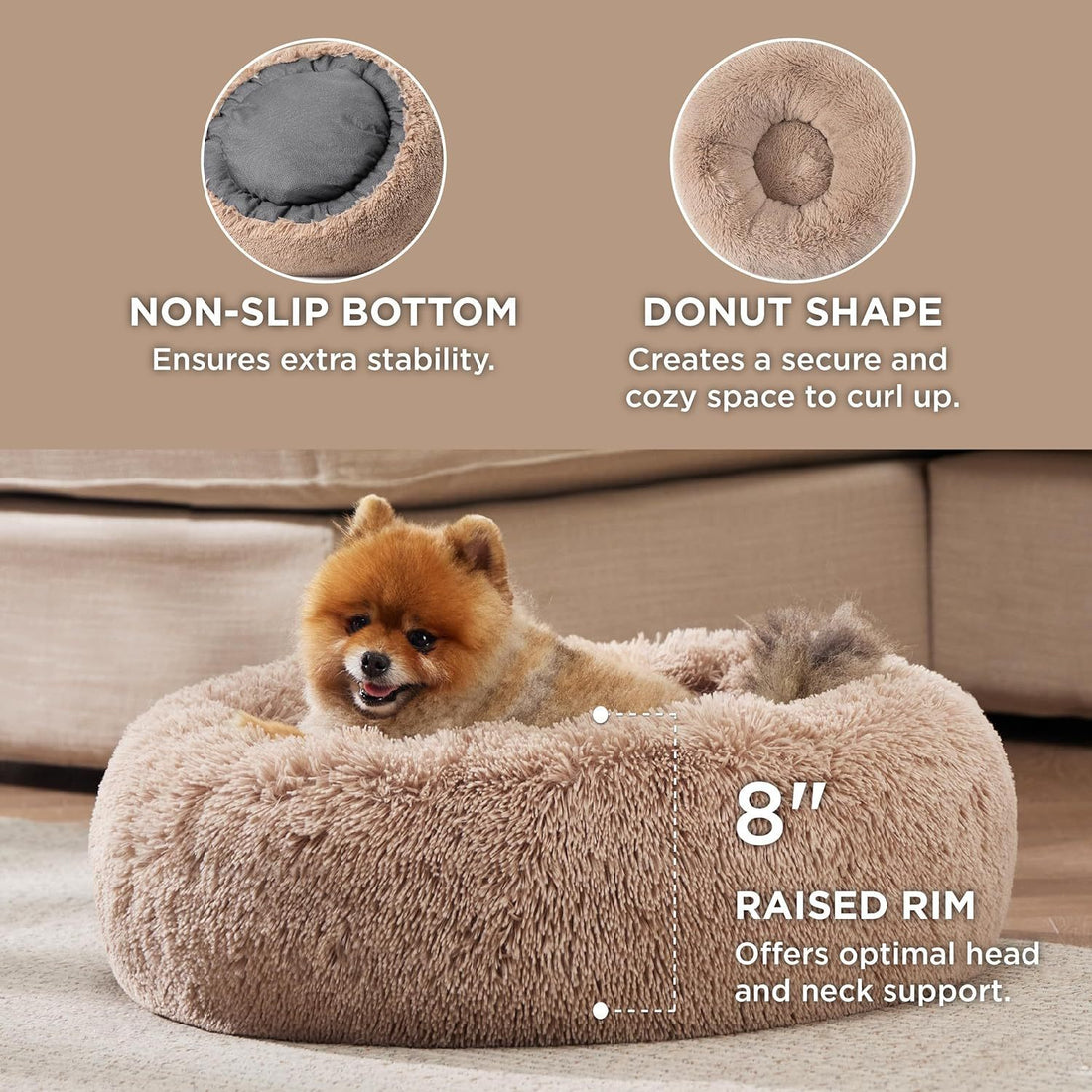 Indoor Solid Fluffy Plush Pet Bed
